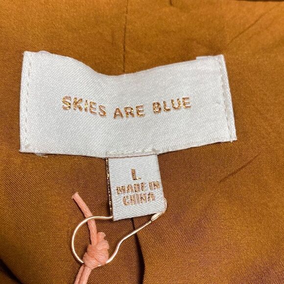 Skies Are Blue Satin Copper Double Breasted Cape Blazer Size Large NWT - Picture 7 of 13